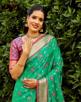 Gorgeous Zari Patola Perrot Color  Silk Sarees